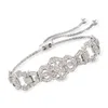 Ross-simons Diamond Openwork Bolo Bracelet In Sterling Silver In White