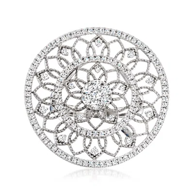 Ross-simons Diamond Openwork Circle Ring In Sterling Silver