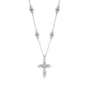 Ross-simons Diamond Openwork Cross Pendant Necklace In Sterling Silver In Multi