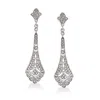 Ross-simons Diamond Openwork Drop Earrings In Sterling Silver In White