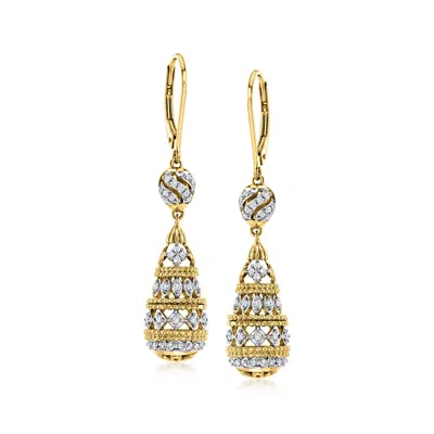 Ross-simons Diamond Openwork Teardrop Earrings In 18kt Gold Over Sterling In White