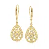 Ross-simons Diamond Openwork Teardrop Earrings In 18kt Gold Over Sterling In White