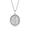 Shop Ross-simons Diamond Oval Cluster Pendant Necklace In Sterling Silver In Multi