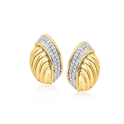Ross-simons Diamond Oval Knot Earrings In 18kt Gold Over Sterling In Multi