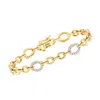 Ross-simons Diamond Oval-link Bracelet In 18kt Gold Over Sterling In Multi