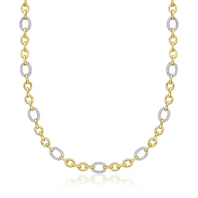 Ross-simons Diamond Oval-link Necklace In 18kt Gold Over Sterling In Multi