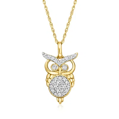 Ross-simons Diamond Owl Pendant Necklace In 18kt Gold Over Sterling In Multi