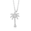 Ross-simons Diamond Palm Tree Pendant Necklace In Sterling Silver In Silver