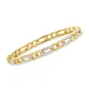 Ross-simons Diamond Paper Clip Link Bangle Bracelet In 18kt Gold Over Sterling In Multi