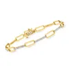 Ross-simons Diamond Paper Clip Link Bracelet In 18kt Gold Over Sterling In Multi