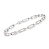 Ross-simons Diamond Paper Clip Link Bracelet In Sterling Silver In Multi