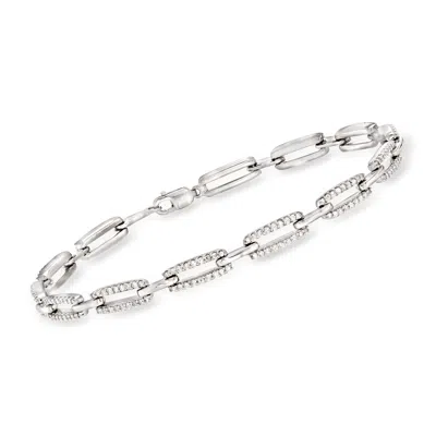 Ross-simons Diamond Paper Clip Link Bracelet In Sterling Silver In Multi