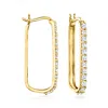 Ross-simons Diamond Paper Clip Link Hoop Earrings In 14kt Yellow Gold In White