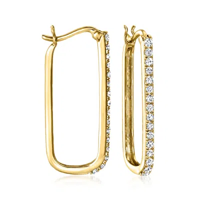 Ross-simons Diamond Paper Clip Link Hoop Earrings In 18kt Gold Over Sterling In Silver