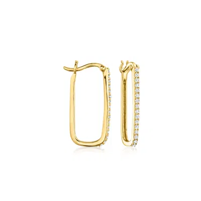 Ross-simons Diamond Paper Clip Link Hoop Earrings In 18kt Gold Over Sterling In White
