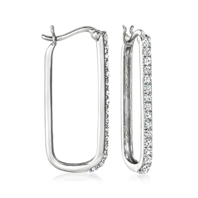 Ross-simons Diamond Paper Clip Link Hoop Earrings In Sterling Silver