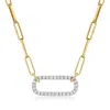 Ross-simons Diamond Paper Clip Link Necklace In 14kt Yellow Gold In Multi