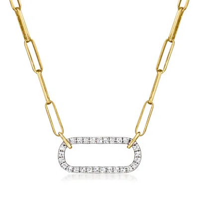 Ross-simons Diamond Paper Clip Link Necklace In 14kt Yellow Gold In Multi