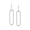 Ross-simons Diamond Paper Clip Link Removable Hoop Drop Earrings In Sterling Silver In White