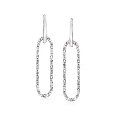 Ross-simons Diamond Paper Clip Link Removable Hoop Drop Earrings In Sterling Silver In White