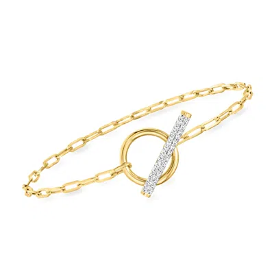 Ross-simons Diamond Paper Clip Link Toggle Bracelet In 18kt Gold Over Sterling