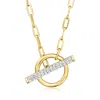 Ross-simons Diamond Paper Clip Link Toggle Necklace In 18kt Gold Over Sterling