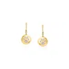 Ross-simons Diamond Paw Print Drop Earrings In 18kt Gold Over Sterling In White