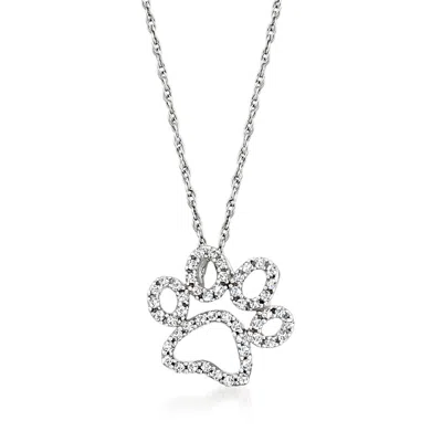 Ross-simons Diamond Paw Print Pendant Necklace In 14kt White Gold In Multi