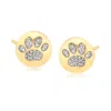 Ross-simons Diamond Paw Print Stud Earrings In 18kt Yellow Gold Over Sterling Silver In White