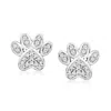 Ross-simons Diamond Paw Print Stud Earrings In Sterling Silver In White
