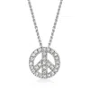 Ross-simons Diamond Peace Sign Pendant Necklace In 14kt White Gold In Multi