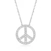 Ross-simons Diamond Peace Sign Pendant Necklace In Sterling Silver In Metallic