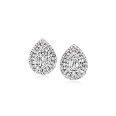 Ross-simons Diamond Pear-shaped Cluster Earrings In 14kt White Gold In Multi