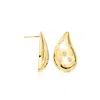 Ross-simons Diamond Puffy Teardrop Earrings In 18kt Gold Over Sterling