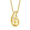 Ross-simons Diamond Puffy Teardrop Necklace In 18kt Gold Over Sterling In Multi
