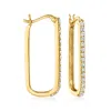 Ross-simons Diamond Rectangular Hoop Earrings In 14kt Yellow Gold In White
