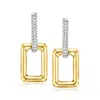 ROSS-SIMONS DIAMOND REMOVABLE GEOMETRIC DROP EARRINGS IN STERLING SILVER AND 18KT GOLD OVER STERLING