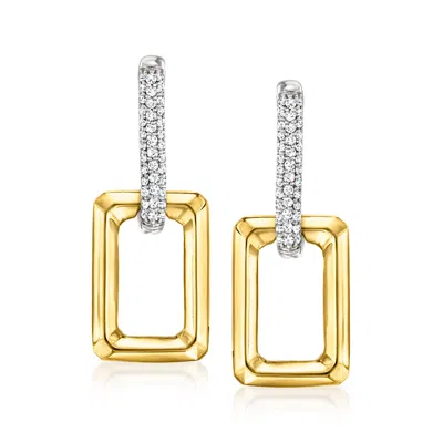 Ross-simons Diamond Removable Geometric Drop Earrings In Sterling Silver And 18kt Gold Over Sterling