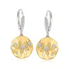 Ross-simons Diamond Sand Dollar Earrings In Sterling Silver And 18kt Gold Over Sterling In White