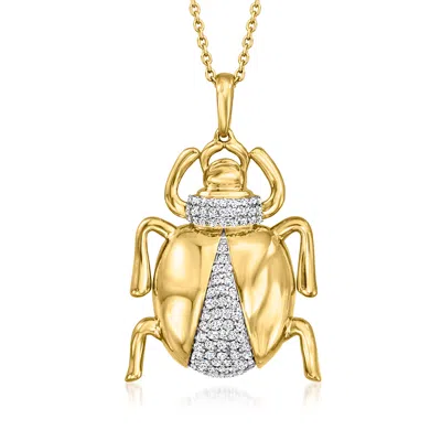 Ross-simons Diamond Scarab Pendant Necklace In 18kt Gold Over Sterling In Silver