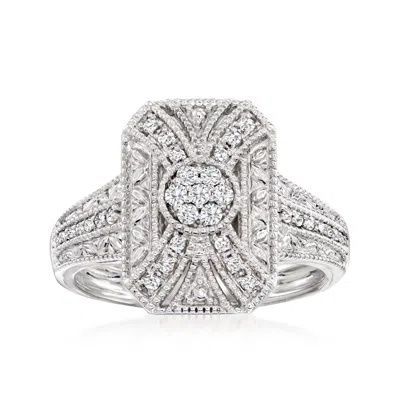Ross-simons Diamond Scrollwork Ring In Sterling Silver In White
