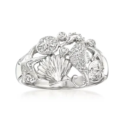 Ross-simons Diamond Sea Life Ring In Sterling Silver In White