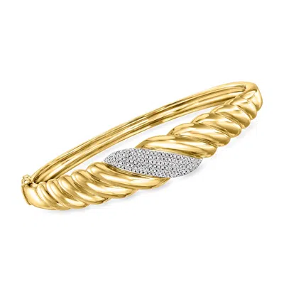 Ross-simons Diamond Shrimp Bangle Bracelet In 18kt Yellow Gold In Multi