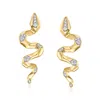 Ross-simons Diamond Snake Drop Earrings In 18kt Gold Over Sterling In White