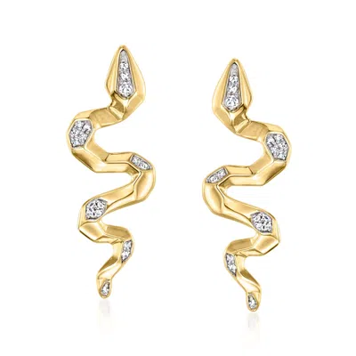 Ross-simons Diamond Snake Drop Earrings In 18kt Gold Over Sterling In White