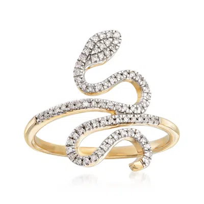 Ross-simons Diamond Snake Ring In 14kt Yellow Gold In White