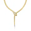 Ross-simons Diamond Snake Y-necklace With Emerald Eyes In 18kt Gold Over Sterling In Multi