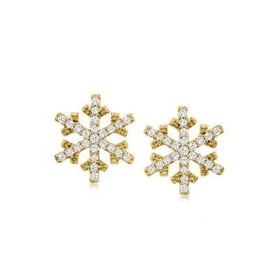 Ross-simons Diamond Snowflake Earrings In 18kt Gold Over Sterling