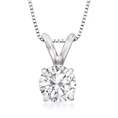 Ross-simons Diamond Solitaire Necklace In 14kt White Gold In Silver