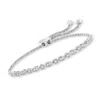 Ross-simons Diamond Square And Marquise-shaped Bolo Bracelet In Sterling Silver In White